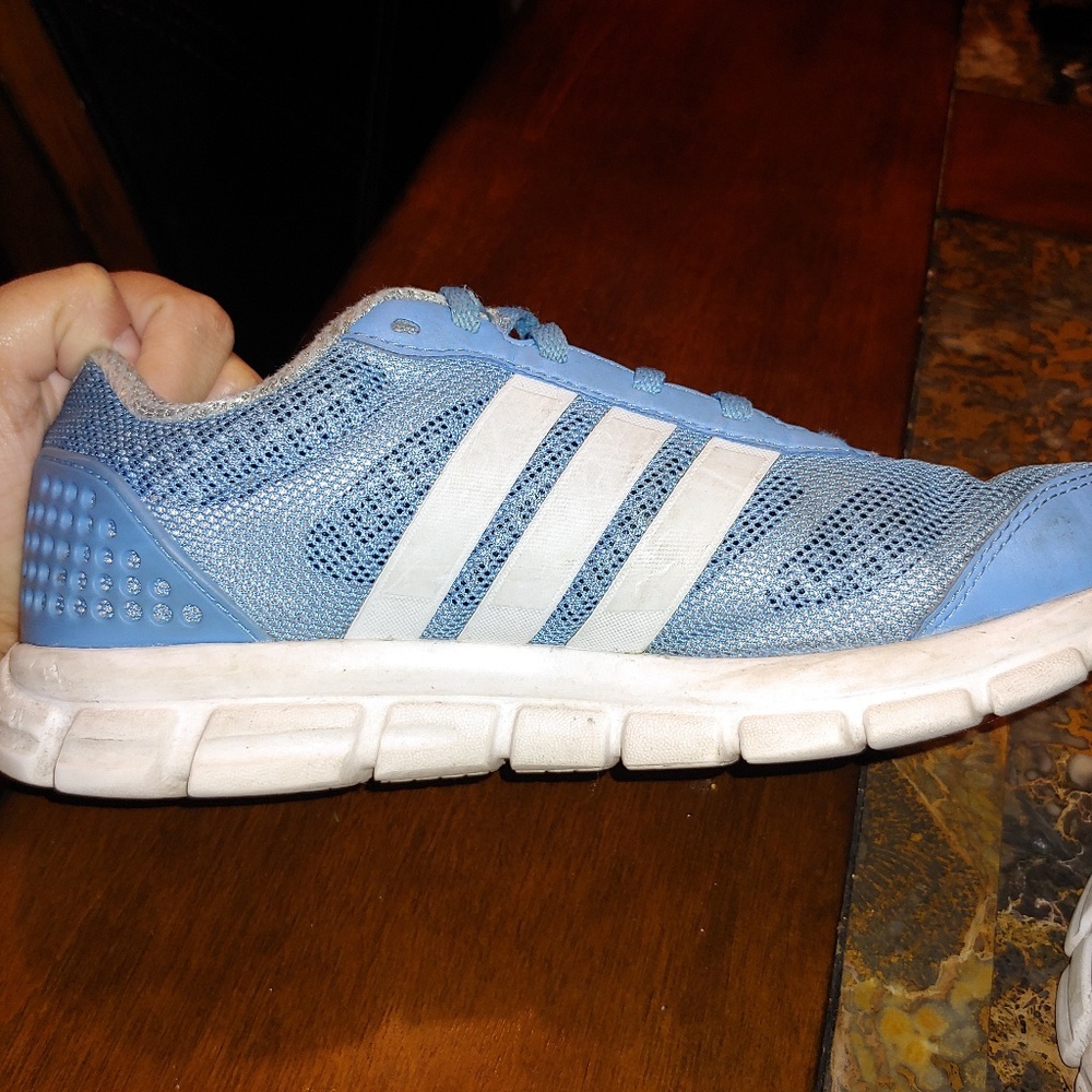 Blue and white adidas